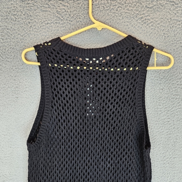 Open Edit Womens Maxi Open Knit Dress Sz XS Black Sleeveless Beach Fun Vacation - Picture 8 of 10